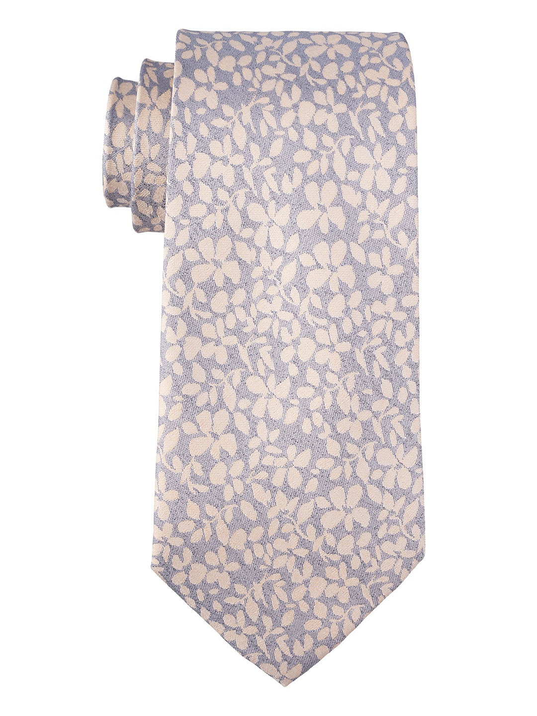 

The Tie Hub Men Woven Design Silk Skinny Tie, Grey