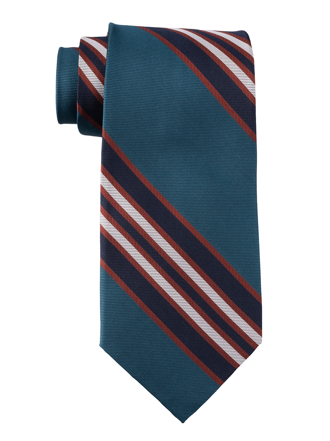 

The Tie Hub Men Striped Silk Skinny Tie, Teal