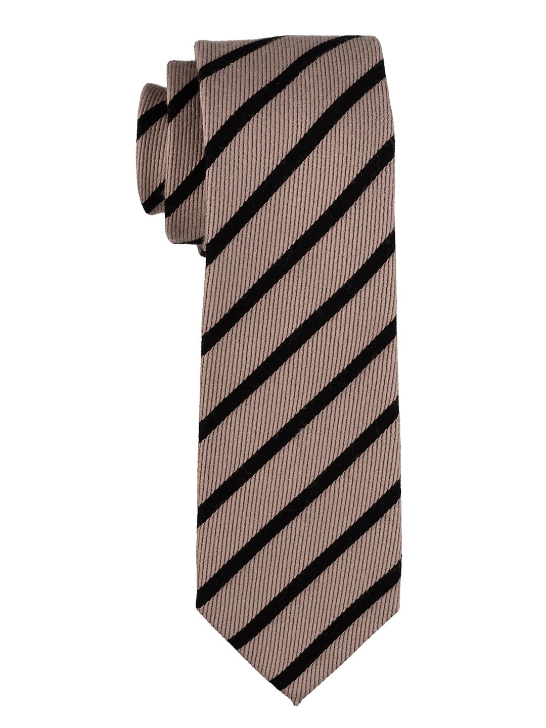

The Tie Hub Men Striped Silk Broad Tie, Cream