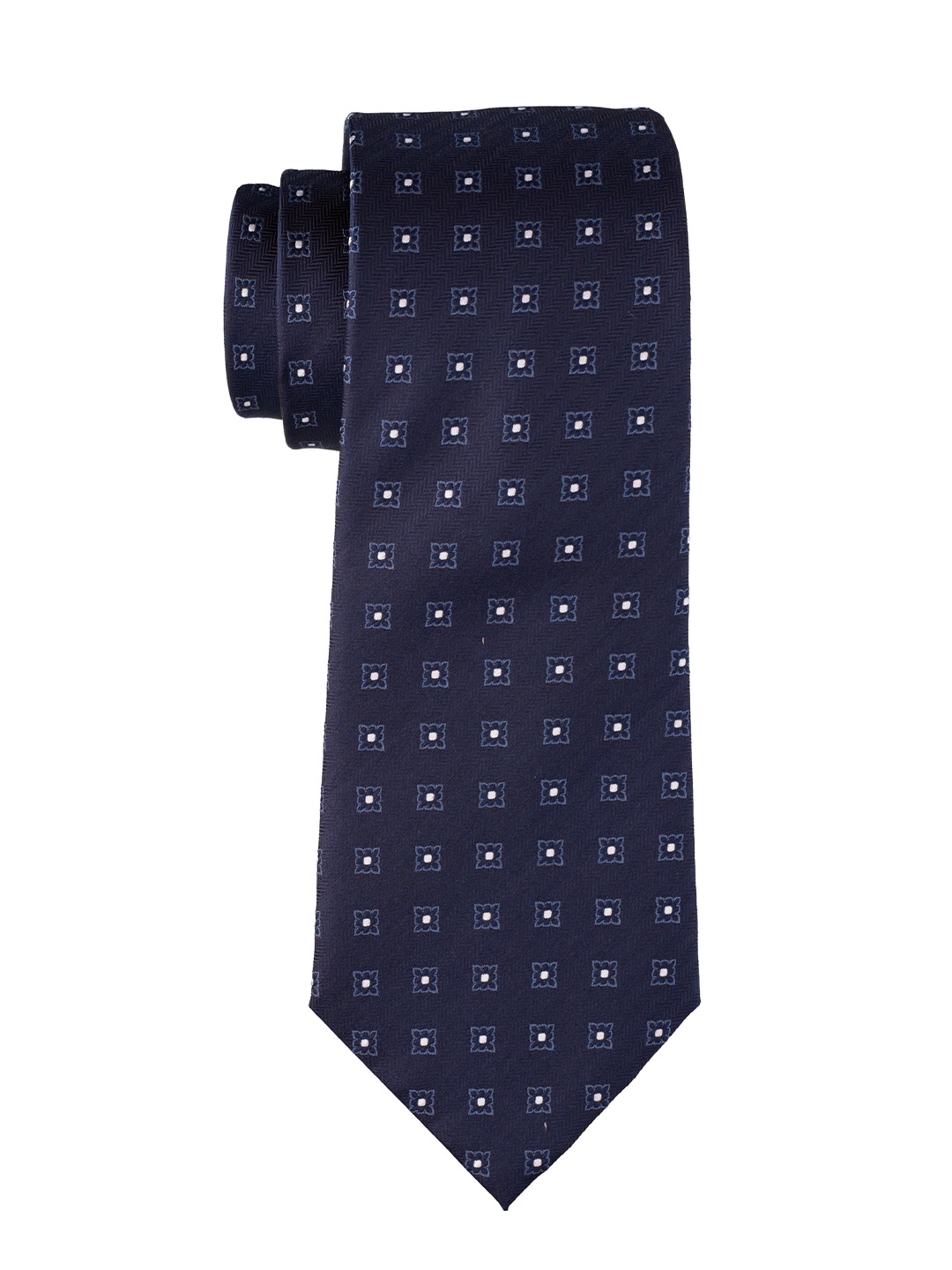 

The Tie Hub Men Woven Design Skinny Tie, Navy blue