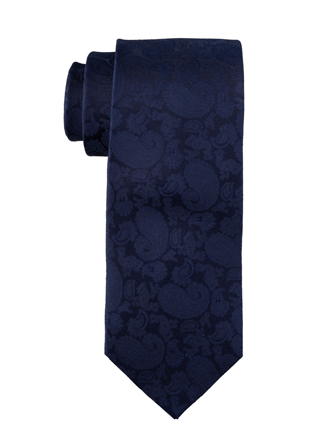 

The Tie Hub Men Paisley Woven Design Pure Silk Skinny Tie, Blue