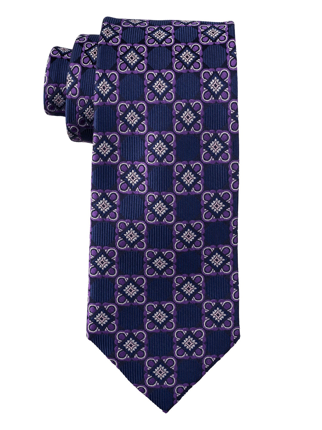 

The Tie Hub Men Printed Silk Skinny Tie, Navy blue