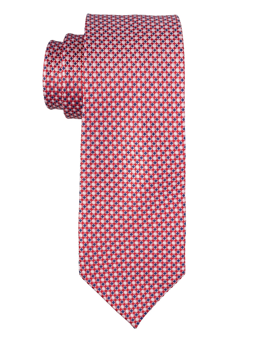

The Tie Hub Men Woven Design Silk Skinny Tie, Red