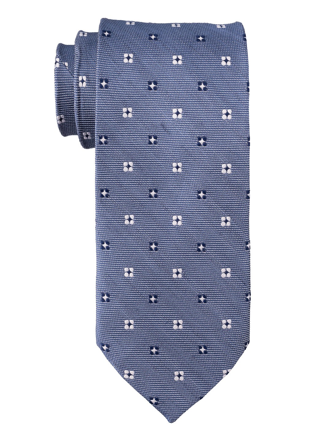 

The Tie Hub Men Floral Woven Design Pure Silk Broad Tie, Blue