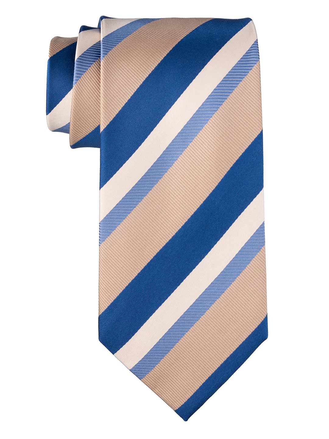 

The Tie Hub Men Striped Broad Silk Tie, Cream
