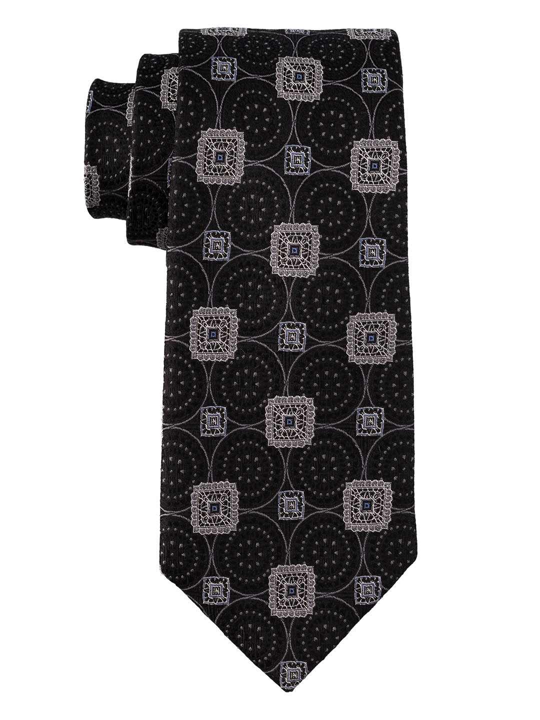 

The Tie Hub Men Checked Broad Pure Silk Tie, Black