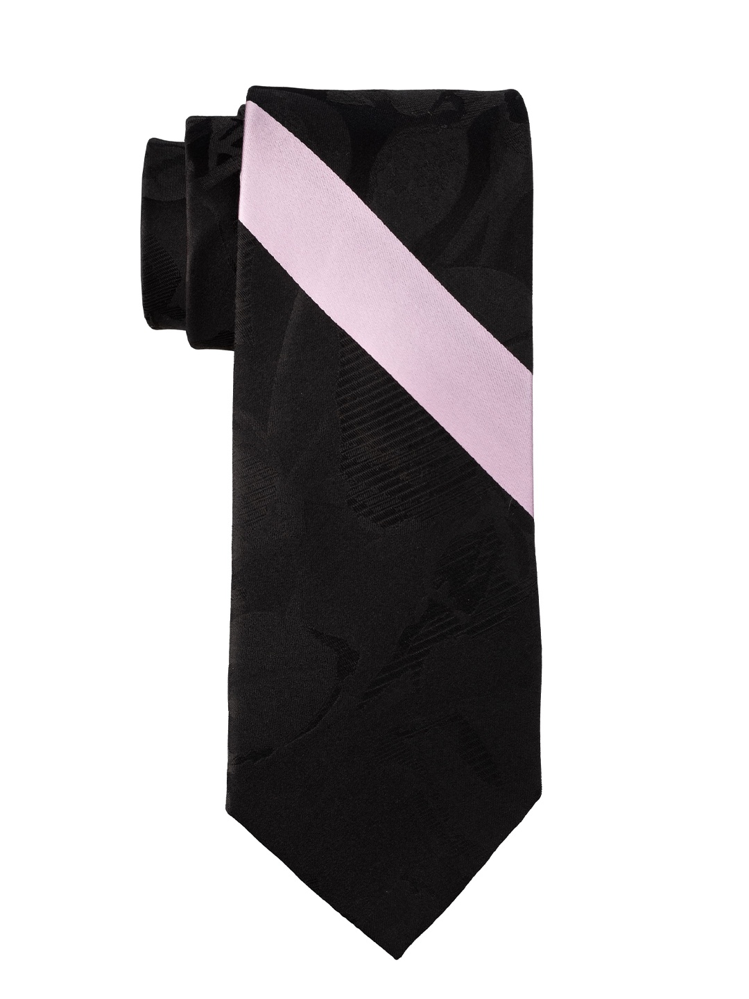 

The Tie Hub Men Striped Pure Silk Skinny Tie, Black