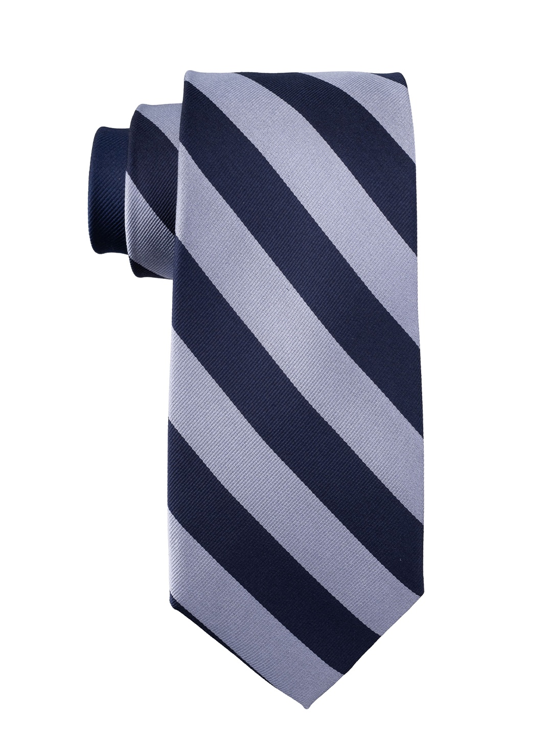 

The Tie Hub Men Striped Silk Broad Tie, Blue