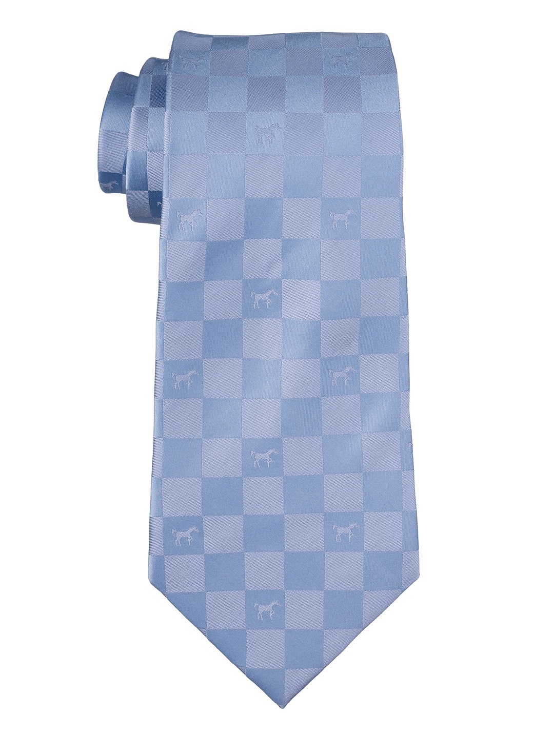 

The Tie Hub Men Checked Skinny Pure Silk Tie, Blue