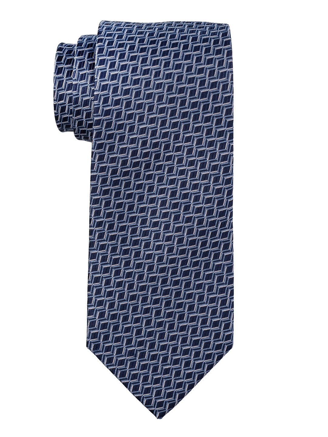 

The Tie Hub Men Geometric Printed Pure Silk Skinny Tie, Blue