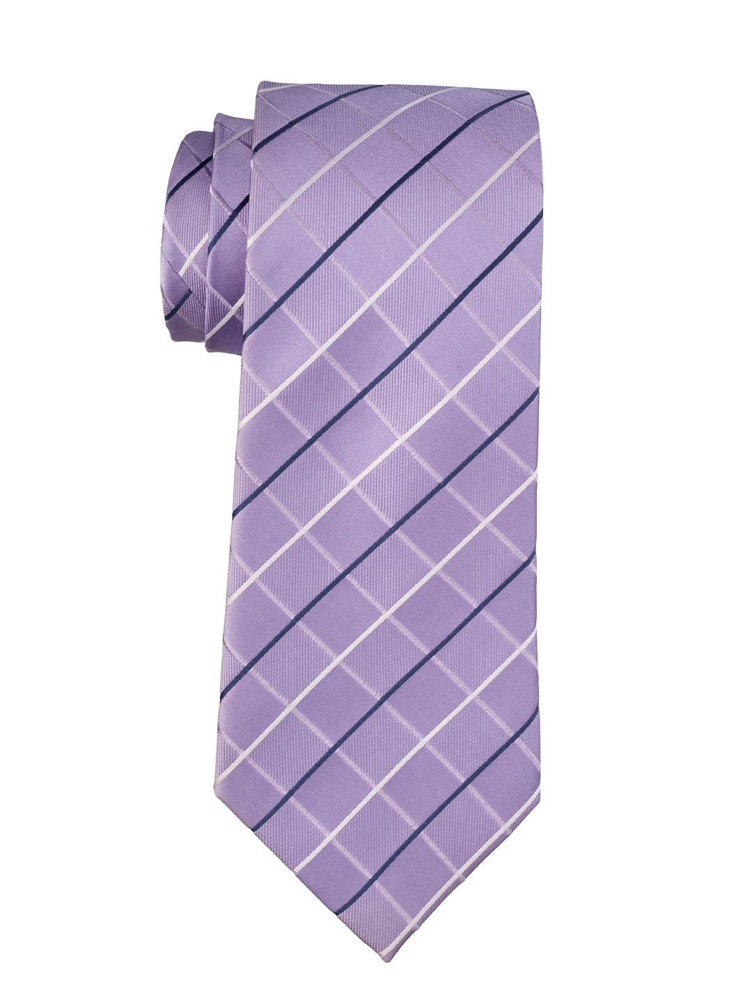 

The Tie Hub Men Checked Pure Silk Skinny Tie, Purple