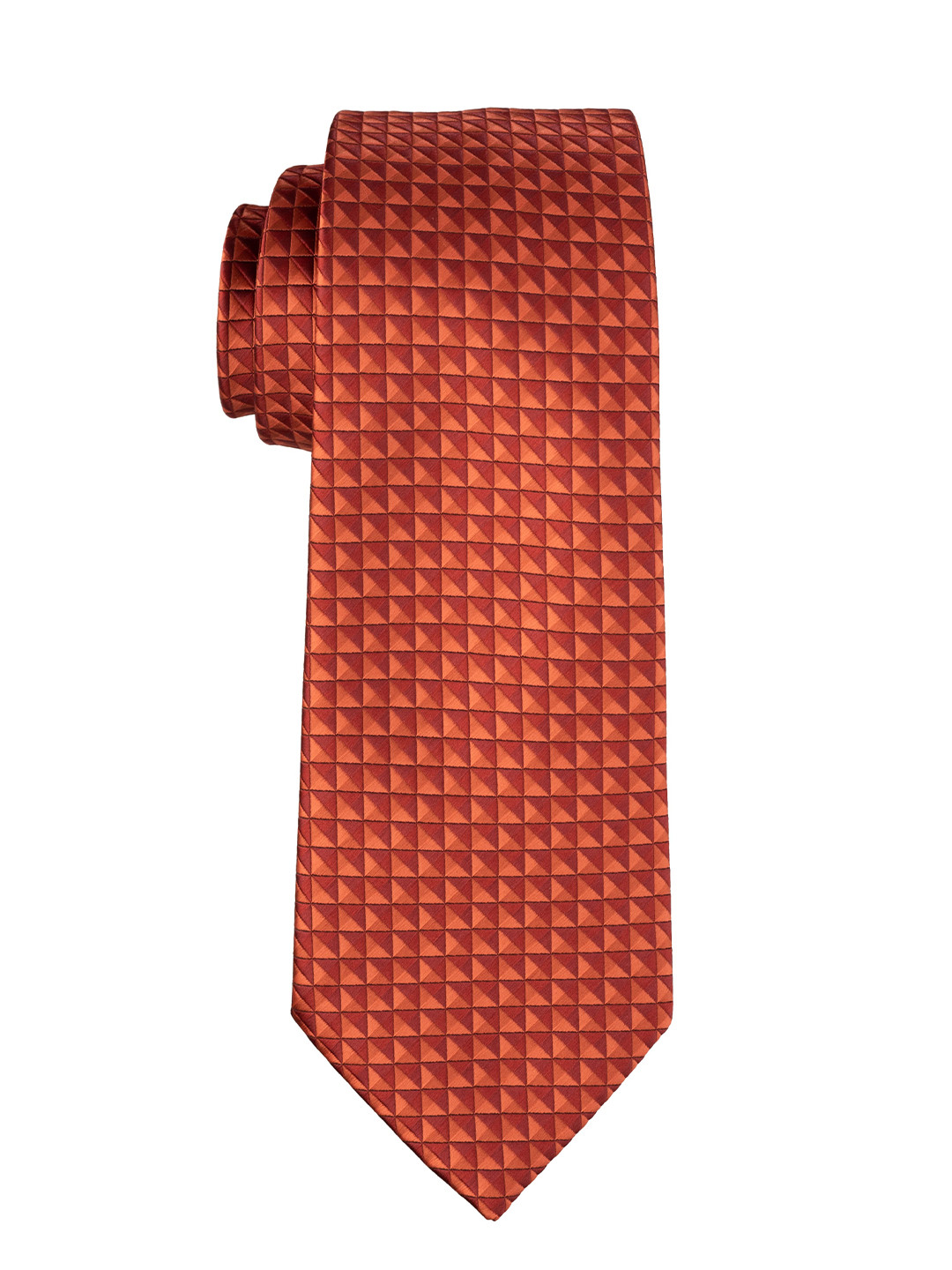 

The Tie Hub Men Woven Design Pure Silk Skinny Tie, Orange