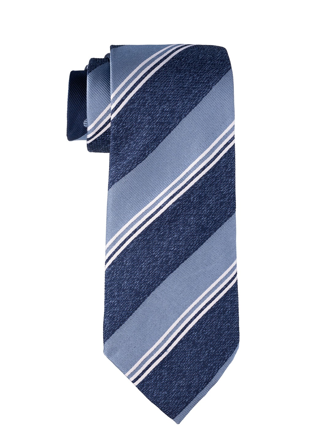 

The Tie Hub Men Striped Pure Silk Skinny Tie, Blue
