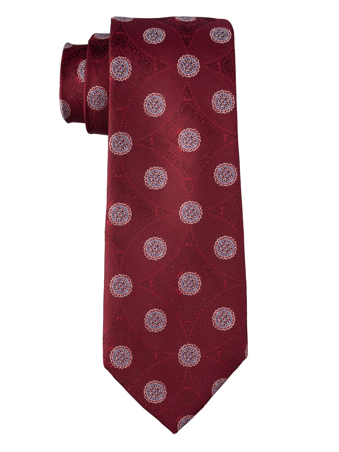 

The Tie Hub Men Woven Design Silk Broad Tie, Red