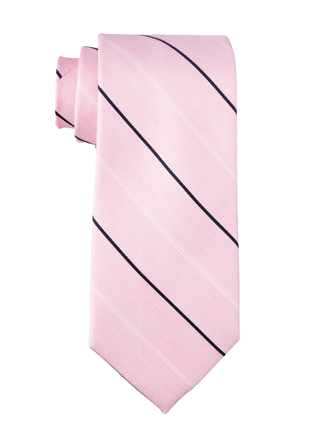 

The Tie Hub Men Striped Silk Skinny Tie, Pink