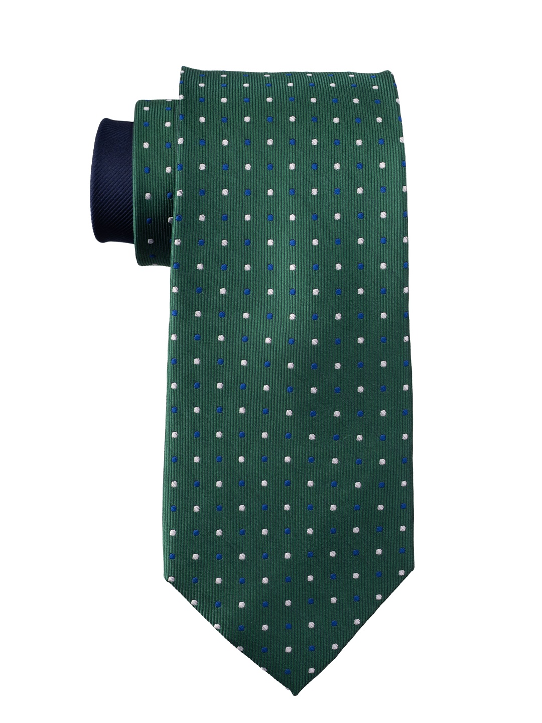 

The Tie Hub Men Polka Dots Woven Design Pure Silk Skinny Tie, Green