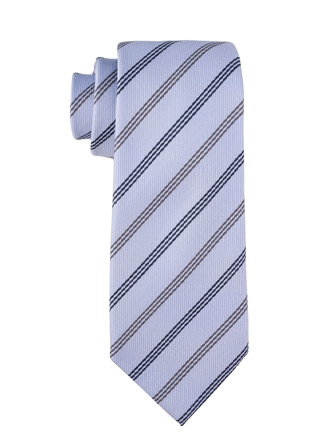 

The Tie Hub Men Striped Silk Broad Tie, Blue