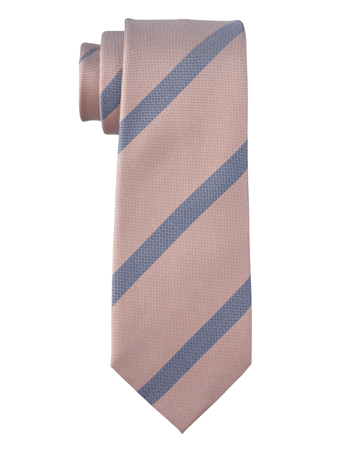 

The Tie Hub Men Striped Pure Silk Skinny Tie, Cream