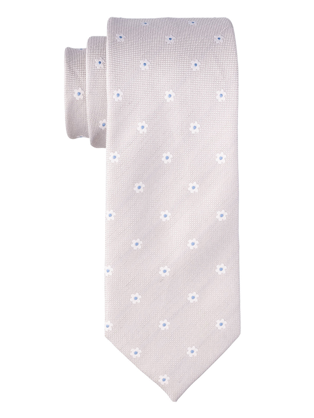

The Tie Hub Men Floral Woven Design Silk Broad Tie, Grey