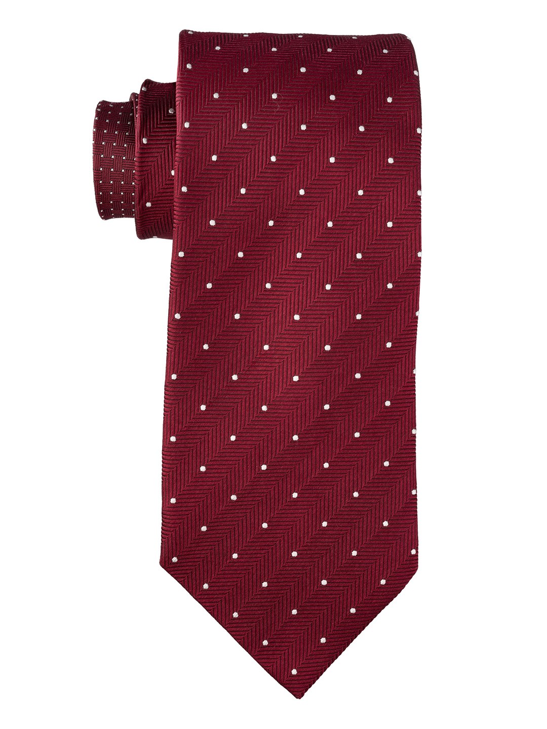 

The Tie Hub Men Woven Design Silk Skinny Tie, Maroon