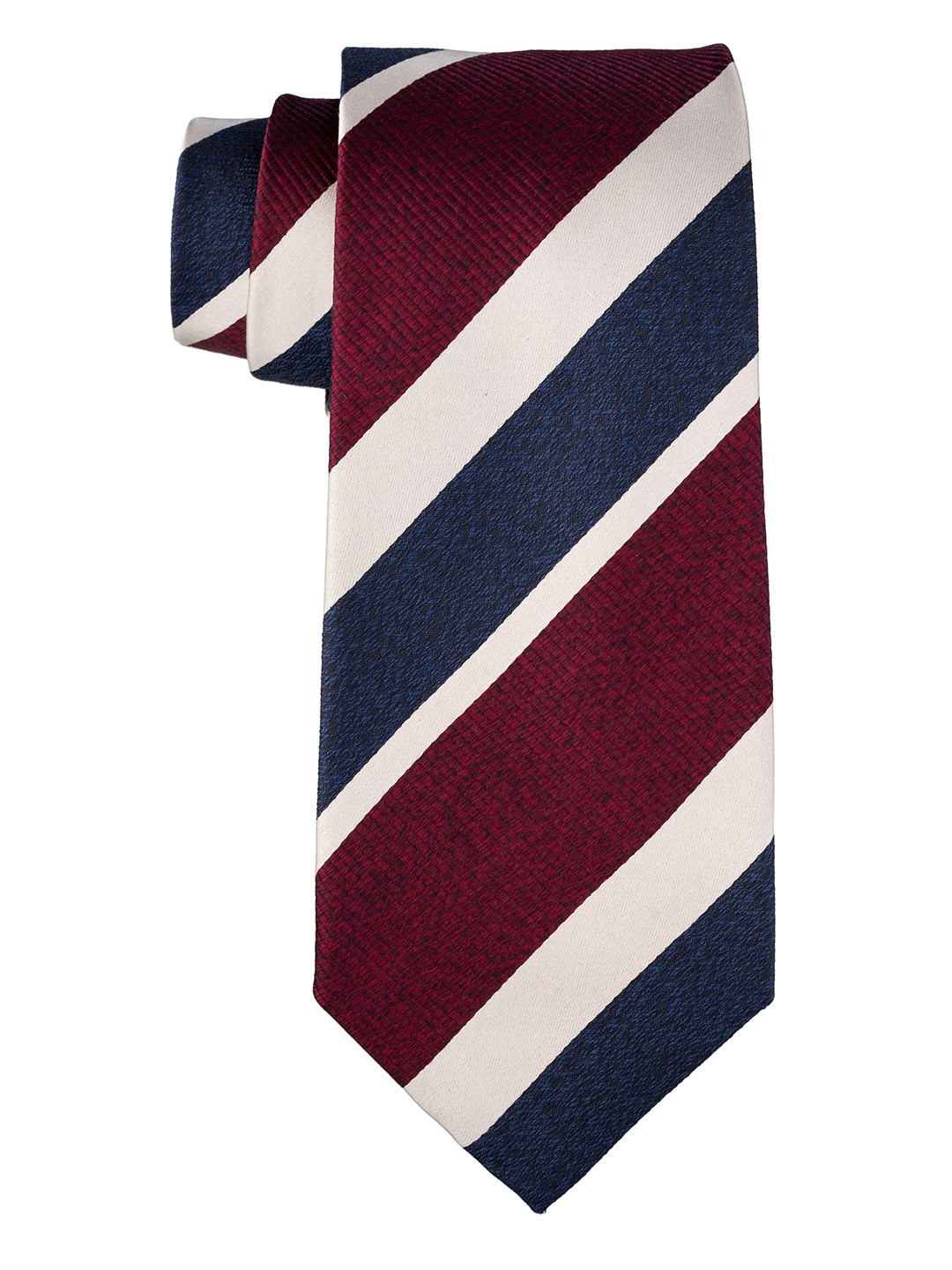 

The Tie Hub Men Striped Pure Silk Broad Tie, Maroon