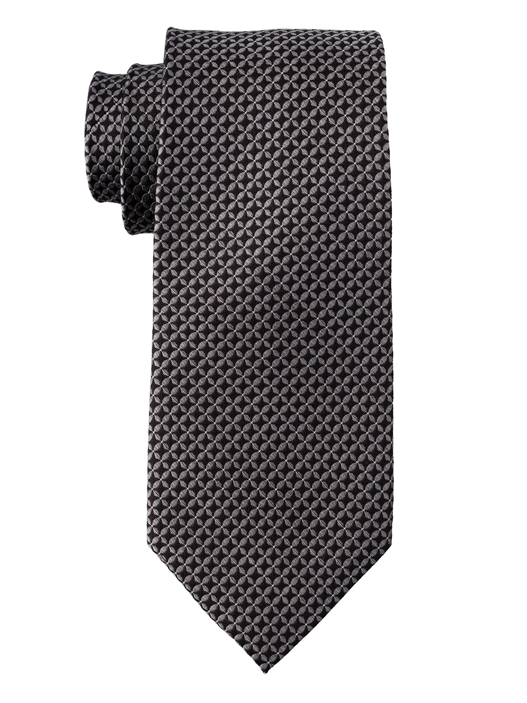 

The Tie Hub Men Checked Pure Silk Broad Tie, Black