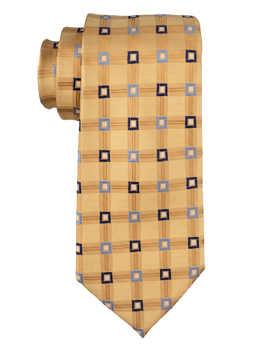 

The Tie Hub Men Checked Pure Silk Broad Tie, Yellow