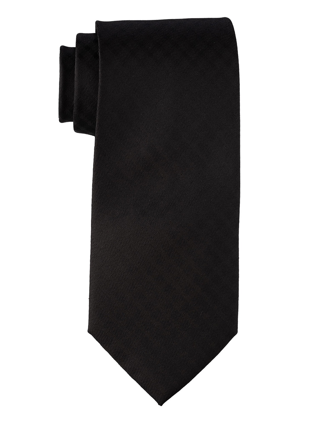 

The Tie Hub Men Self Checked Pure Silk Broad Tie, Black