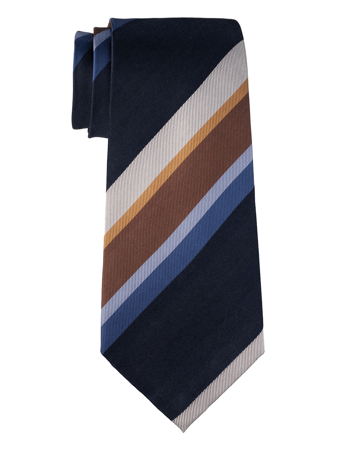 

The Tie Hub Men Striped Skinny Silk Tie, Navy blue
