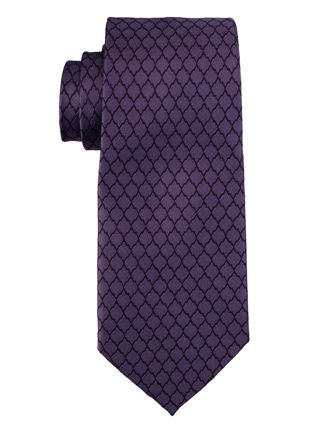 

The Tie Hub Men Woven Design Silk Broad Tie, Purple