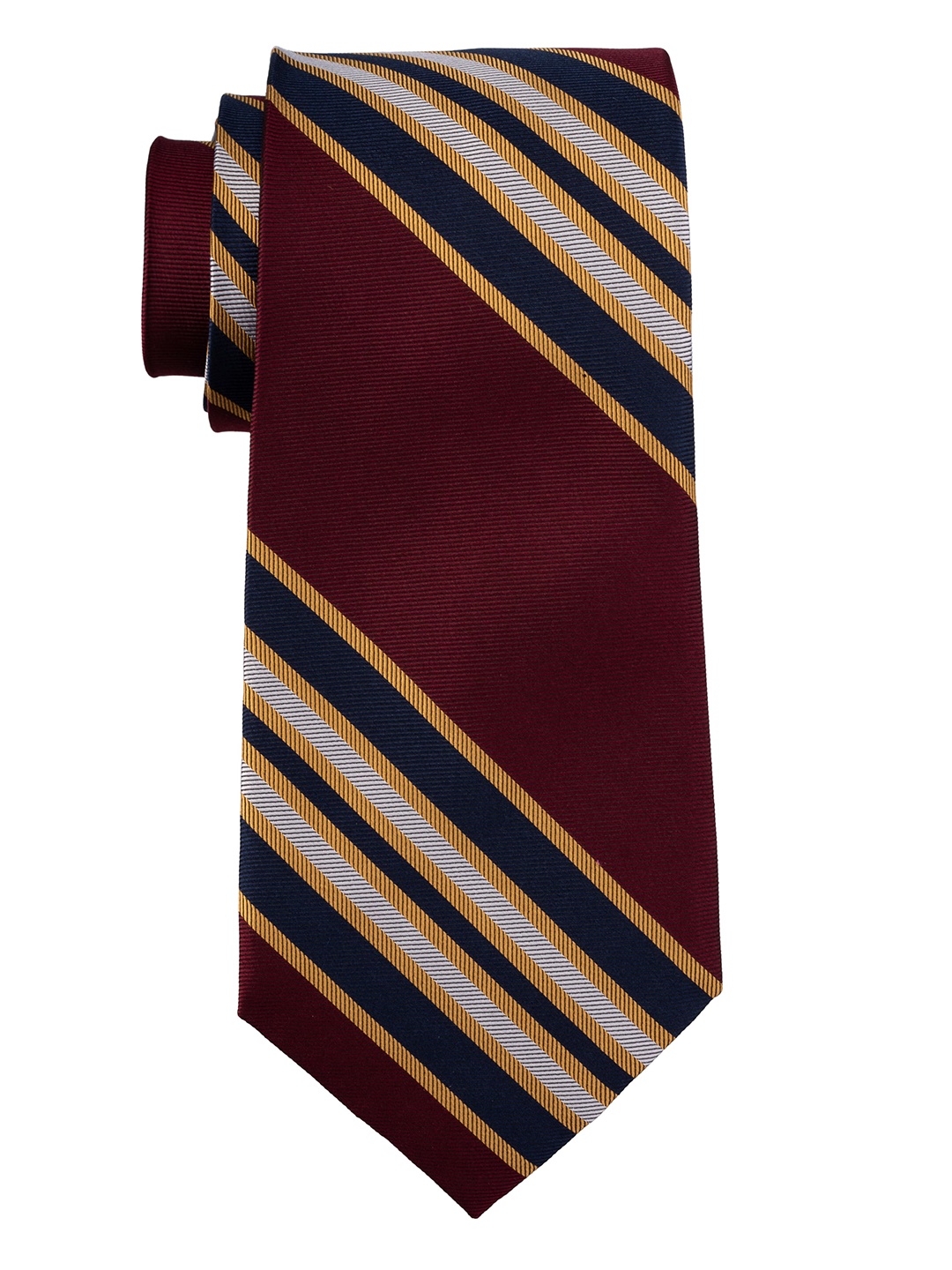 

The Tie Hub Men Striped Woven Design Pure Silk Broad Tie, Maroon