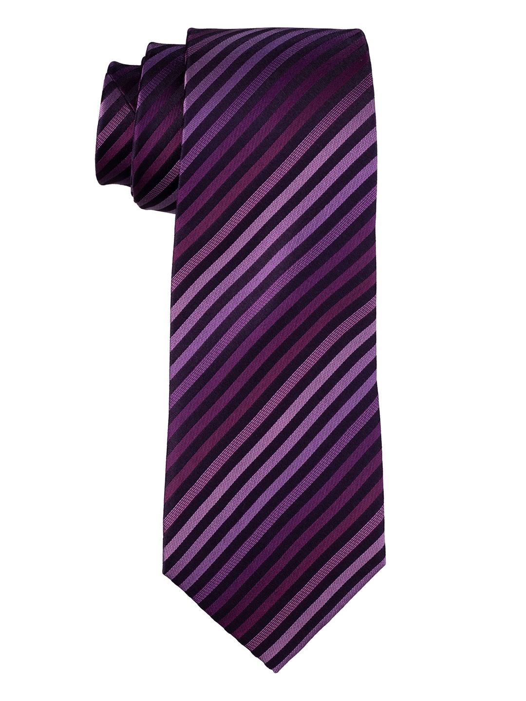 

The Tie Hub Men Striped Pure Silk Broad Tie, Purple