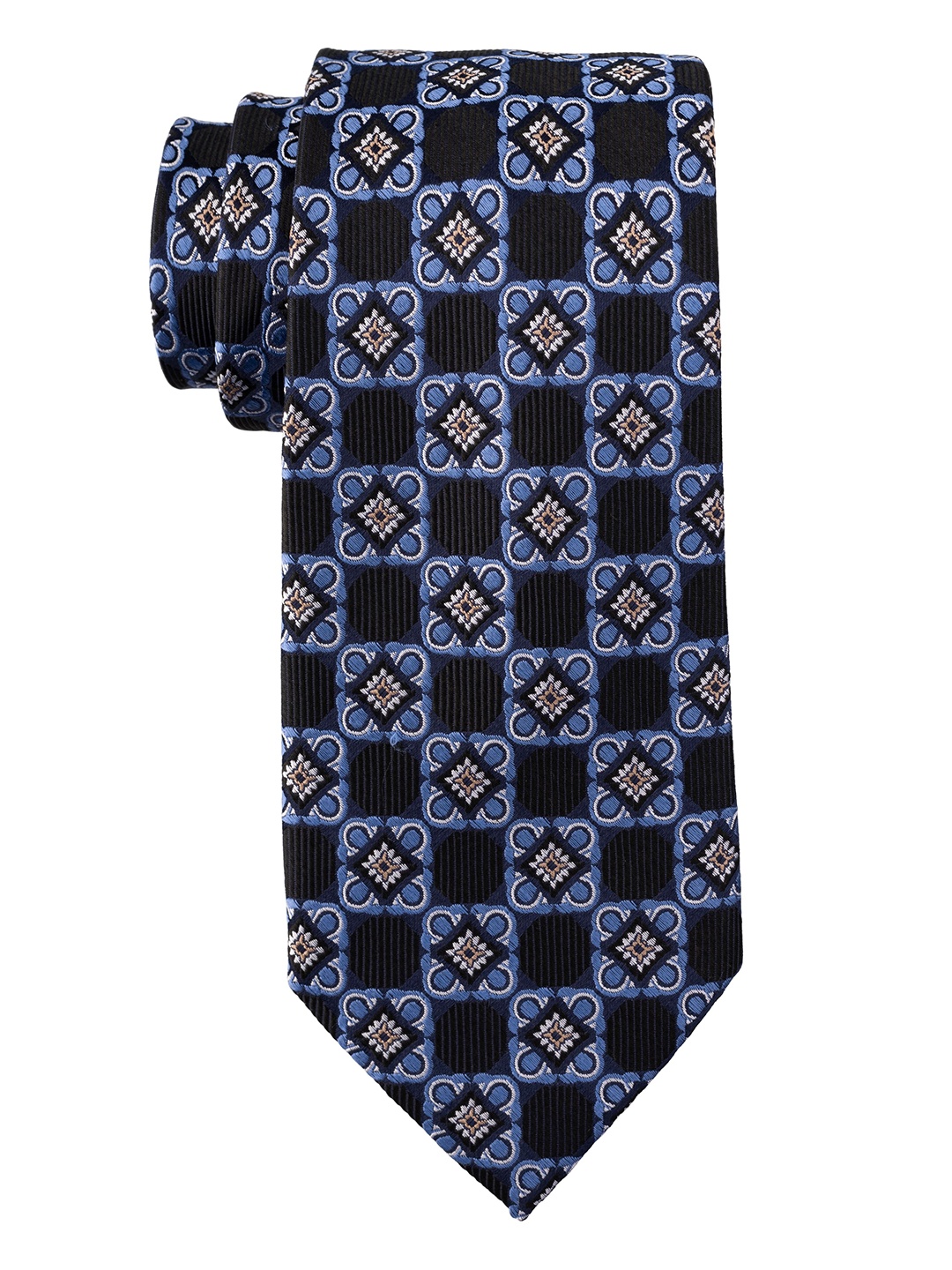 

The Tie Hub Men Geometric Woven Design Pure Silk Broad Tie, Black