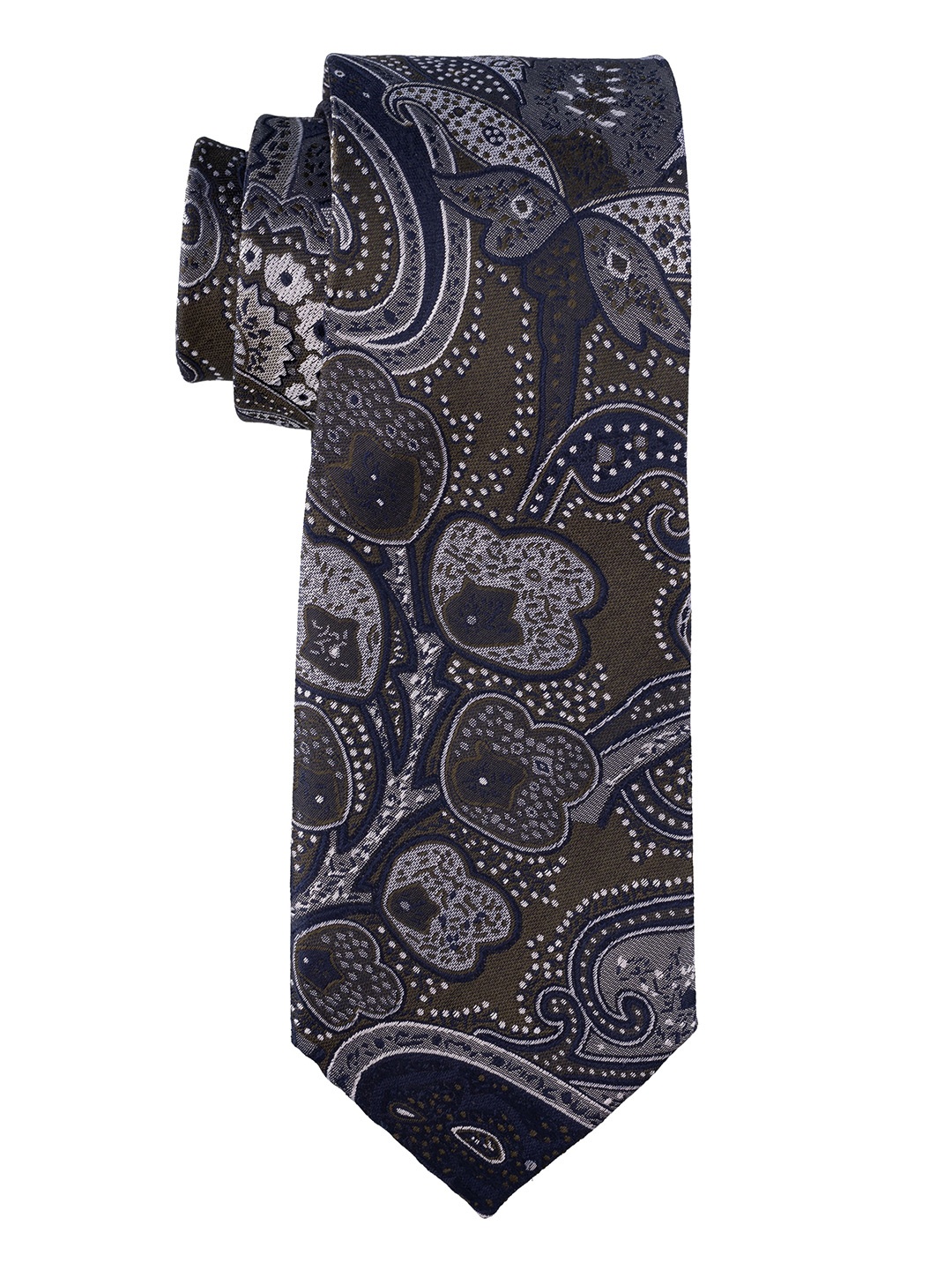 

The Tie Hub Men Woven Design Skinny Pure Silk Tie, Green