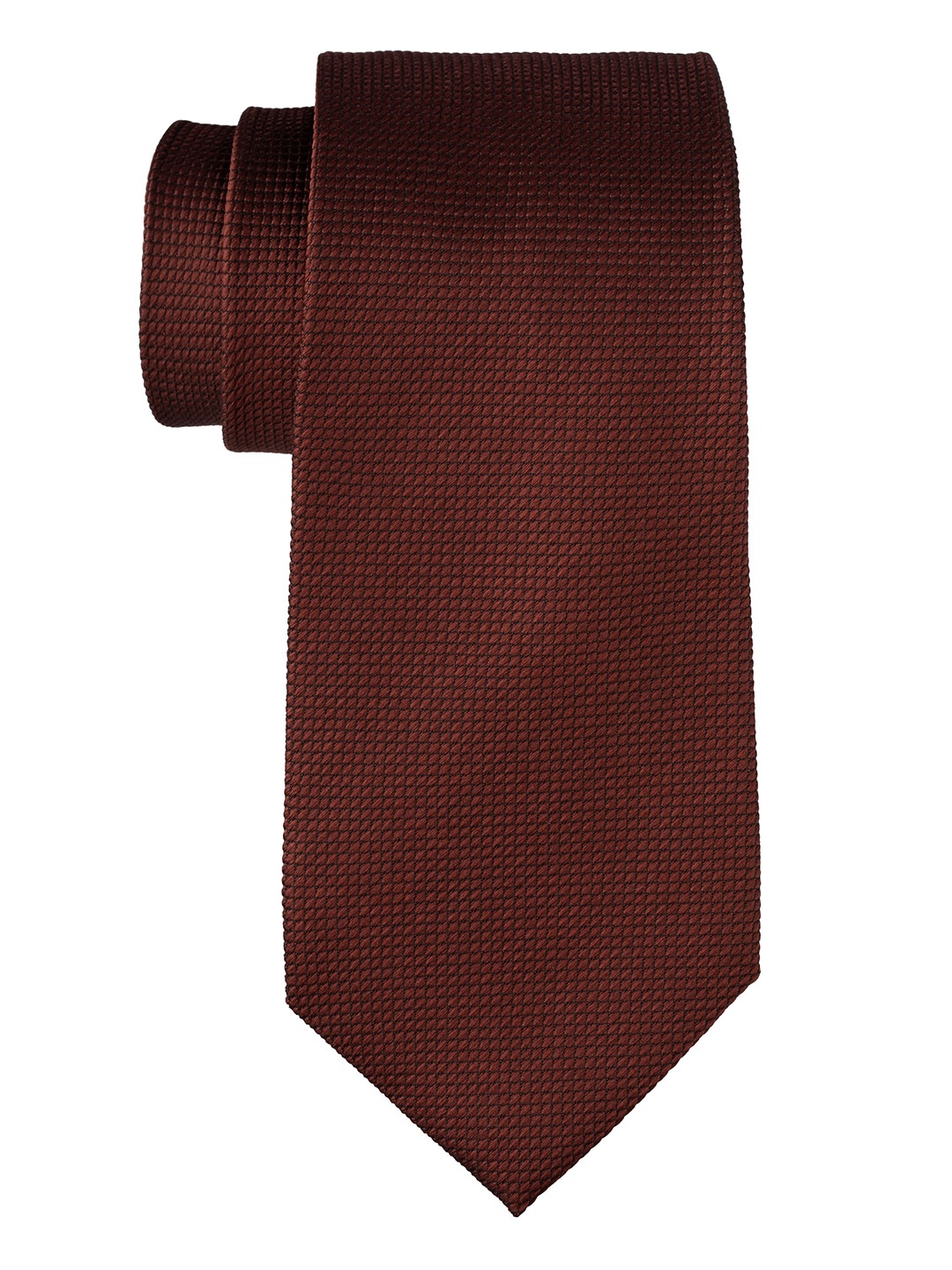 

The Tie Hub Men Woven Design Pure Silk Broad Tie, Brown