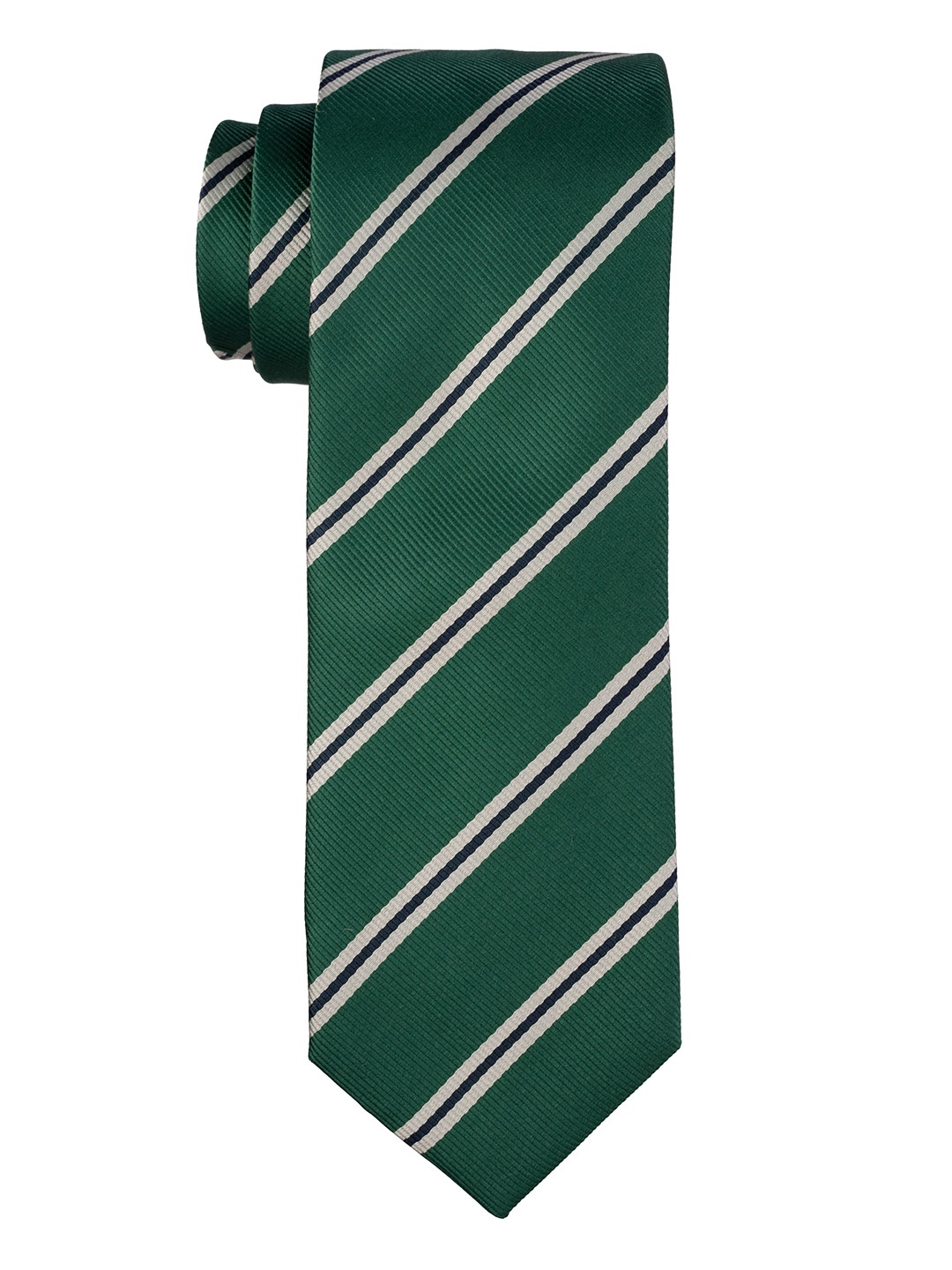 

The Tie Hub Men Striped Pure Silk Broad Tie, Green
