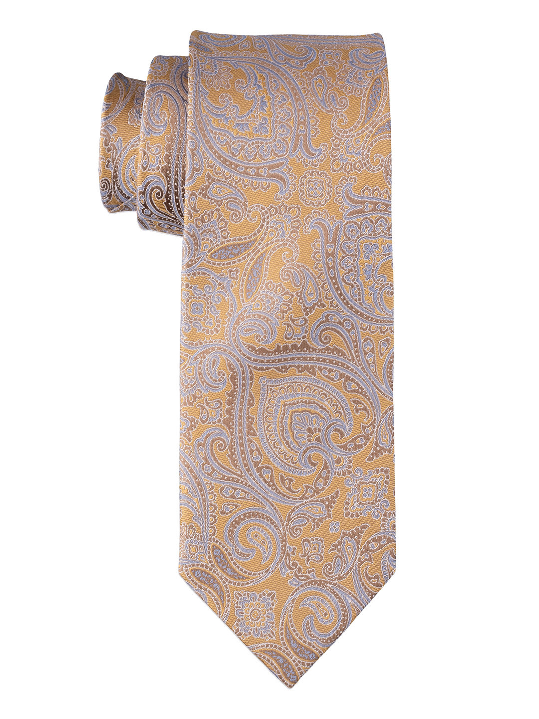 

The Tie Hub Men Paisley Woven Design Pure Silk Broad Tie, Grey