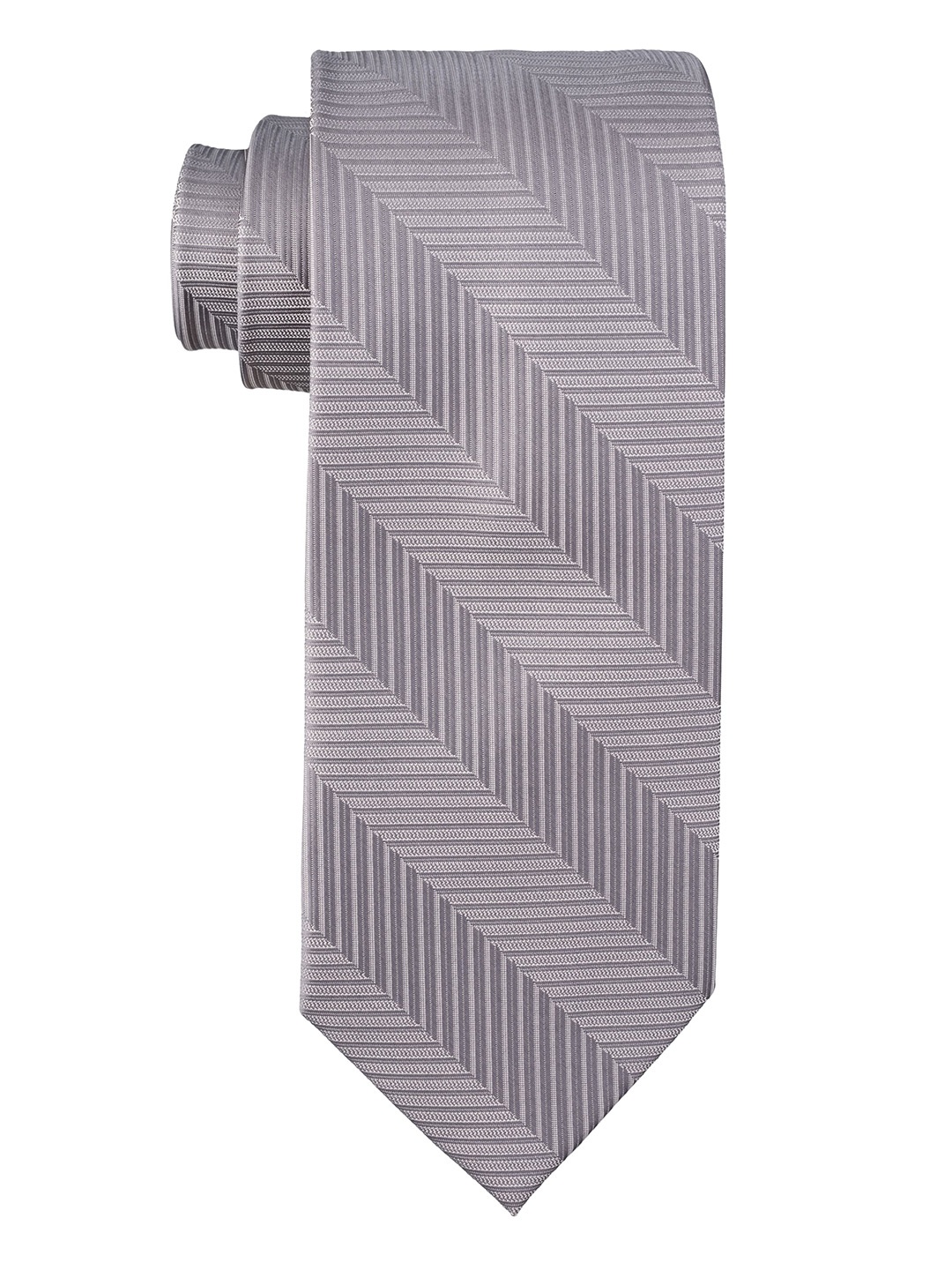 

The Tie Hub Men Woven Design Pure Silk Broad Tie, Grey