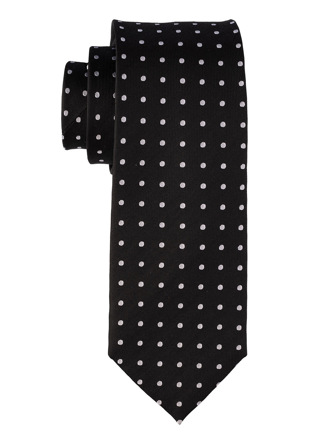

The Tie Hub Men Polka Dots Printed Pure Silk Skinny Tie, Black