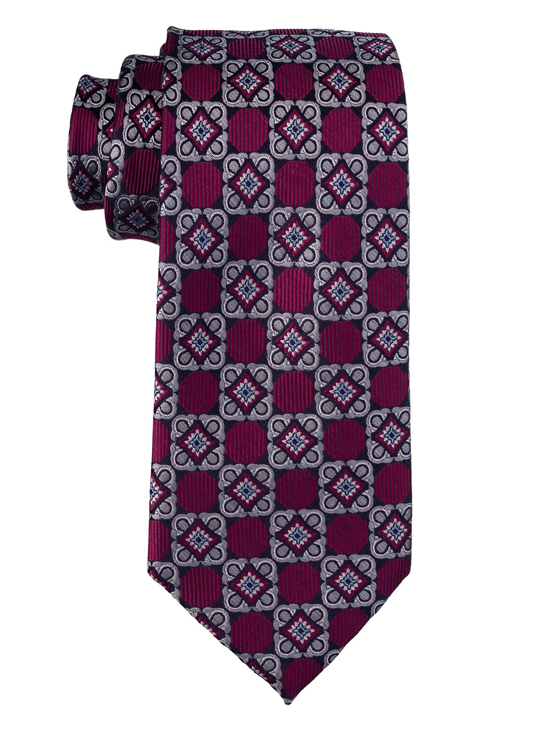 

The Tie Hub Men Geometric Woven Design Pure Silk Broad Tie, Purple