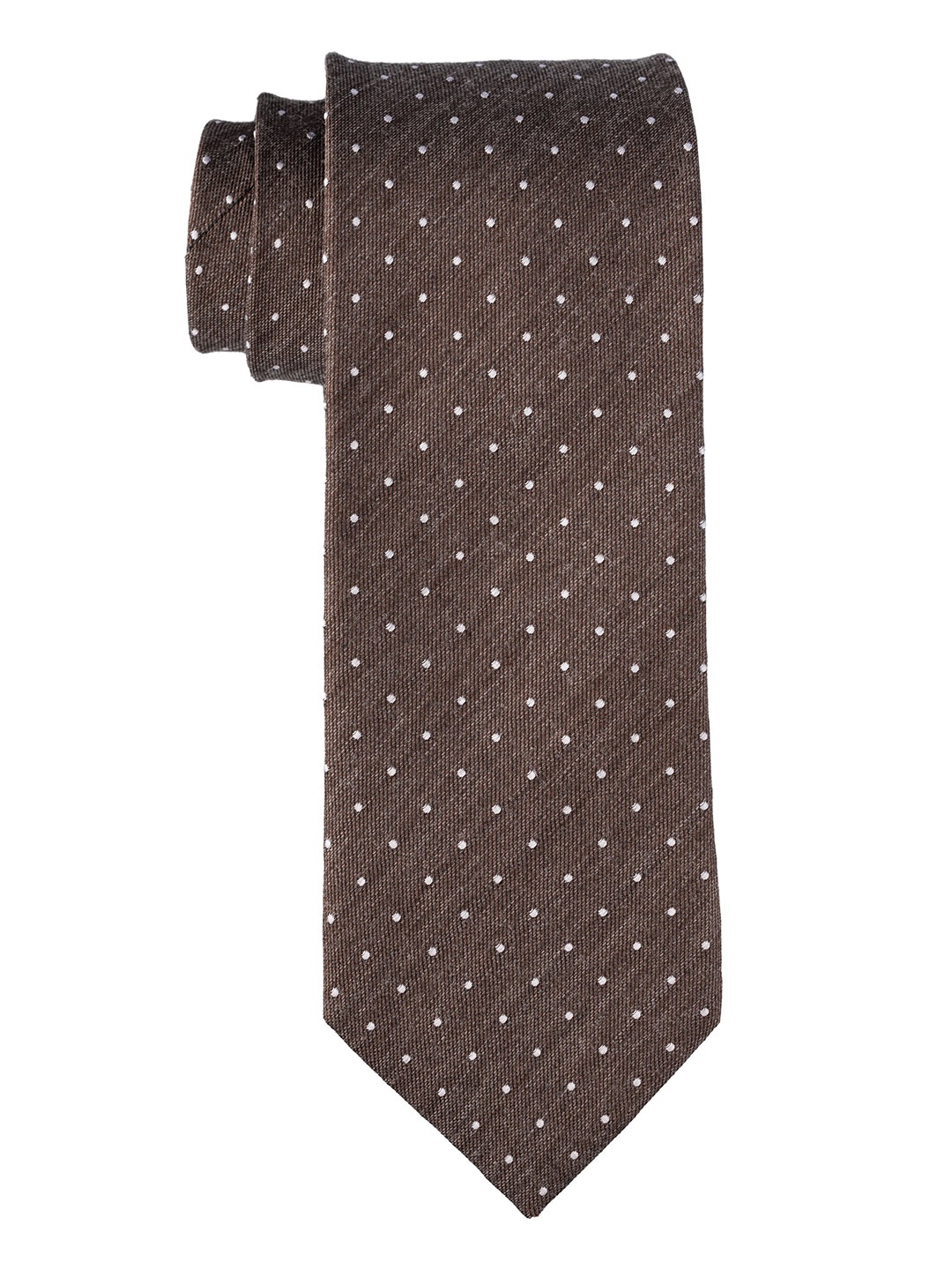 

The Tie Hub Men Woven Design Silk Skinny Tie, Brown