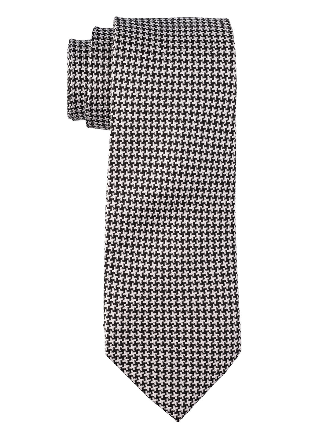 

The Tie Hub Men Woven Design Pure Silk Skinny Tie, Black