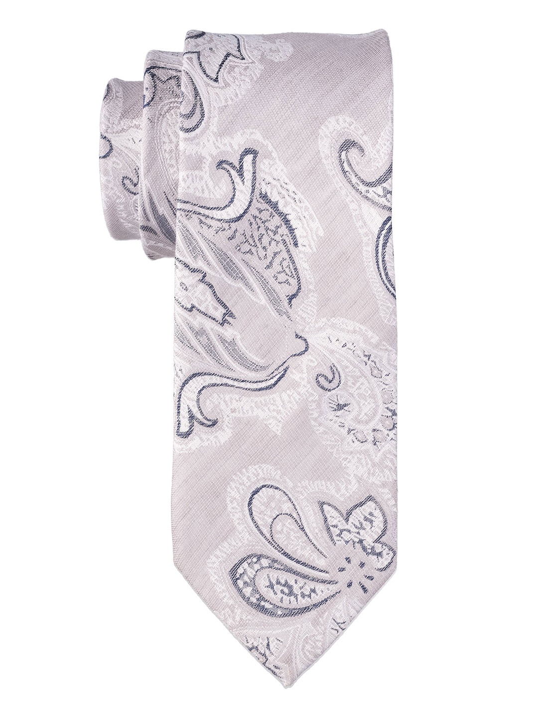 

The Tie Hub Men Woven Design Silk Broad Tie, Grey