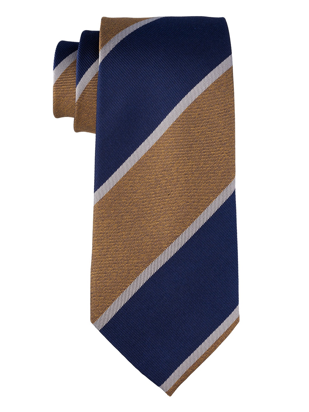 

The Tie Hub Men Striped Silk Skinny Tie, Gold