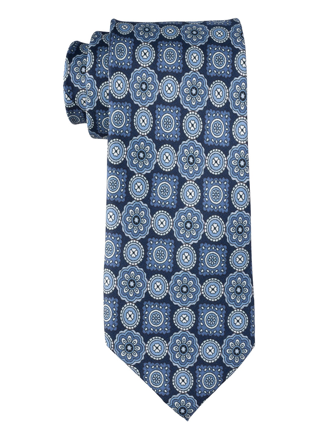 

The Tie Hub Men Printed Silk Skinny Tie, Blue