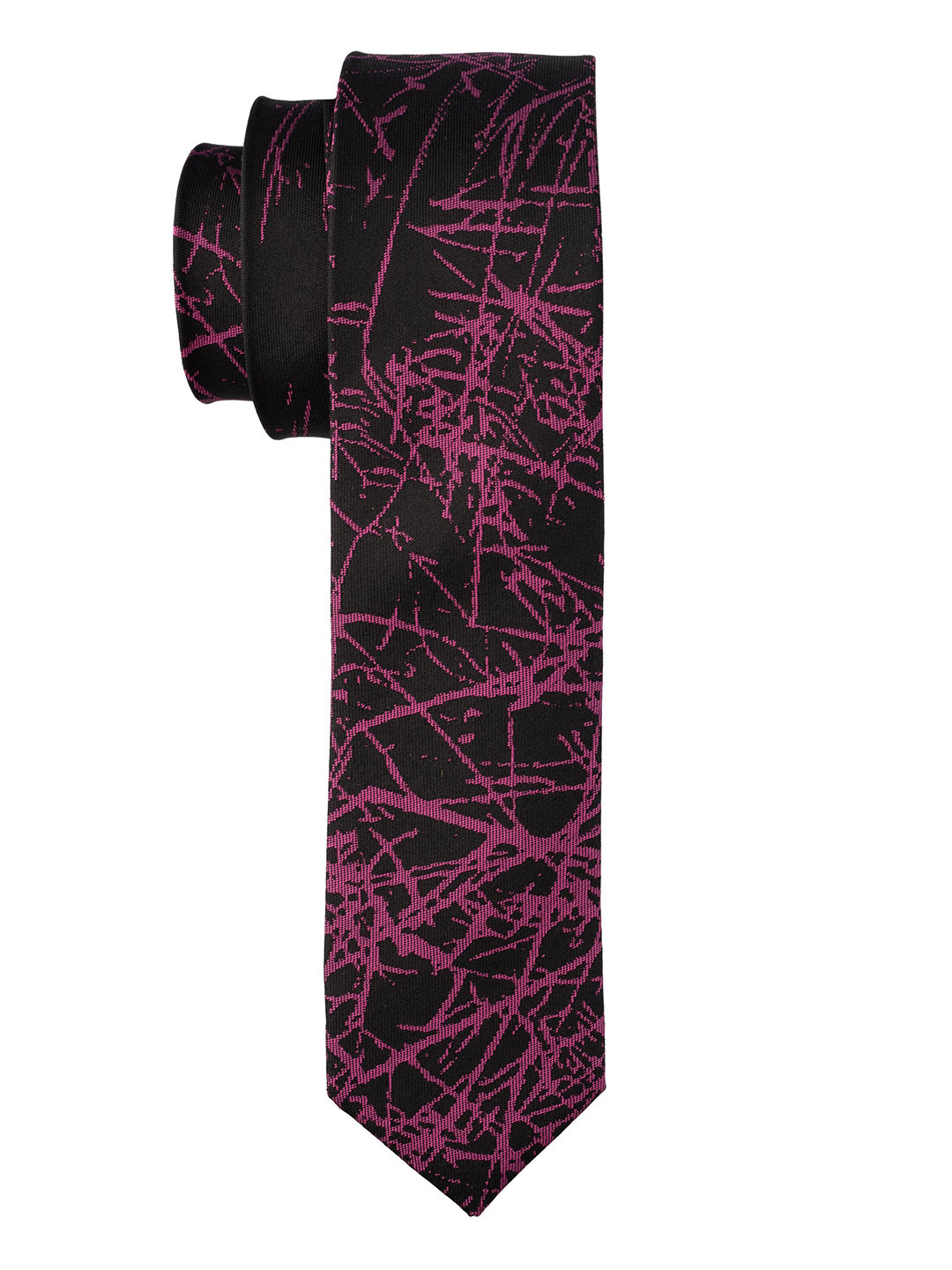 

The Tie Hub Men Abstract Printed Pure Silk Broad Tie, Black