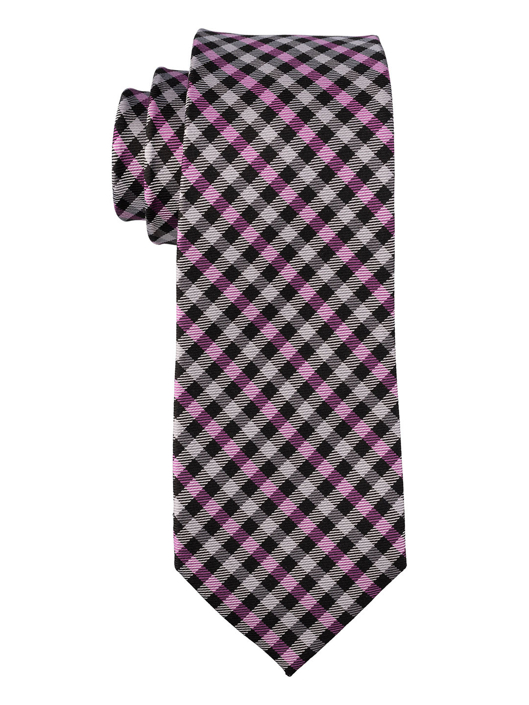 

The Tie Hub Men Checked Pure Silk Skinny Tie, Pink