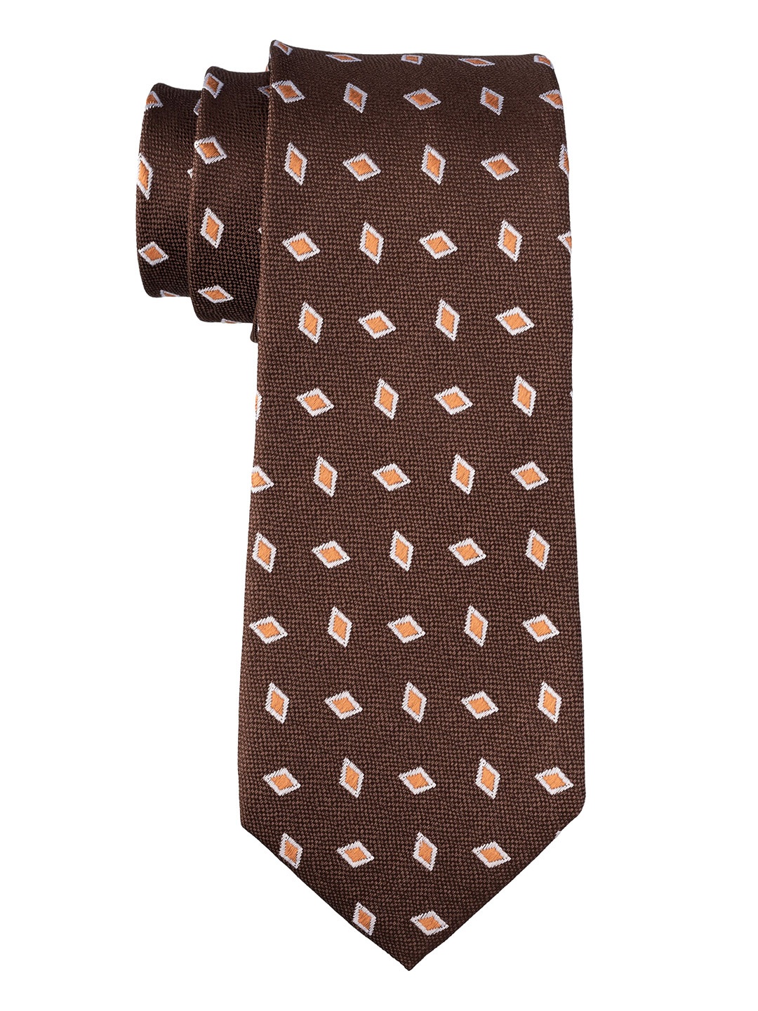 

The Tie Hub Men Woven Design Silk Skinny Tie, Brown