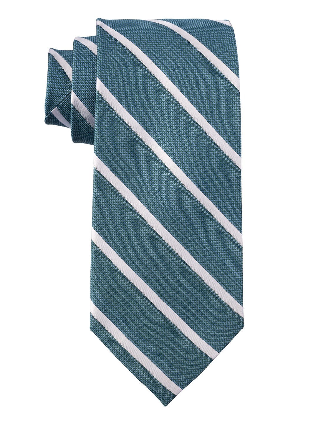 

The Tie Hub Men Striped Broad Pure Silk Tie, Green