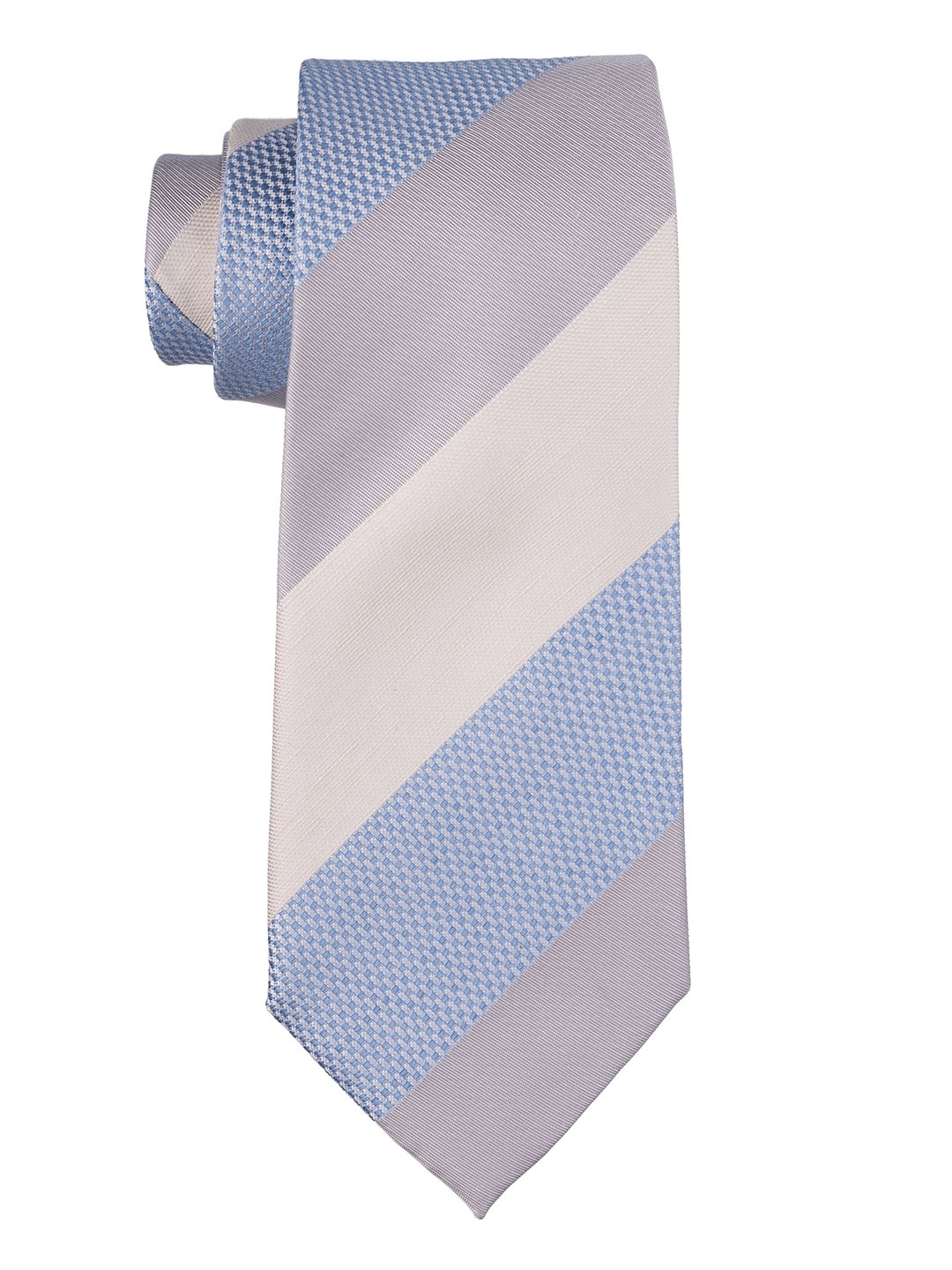 

The Tie Hub Men Woven Design Skinny Silk Tie, White